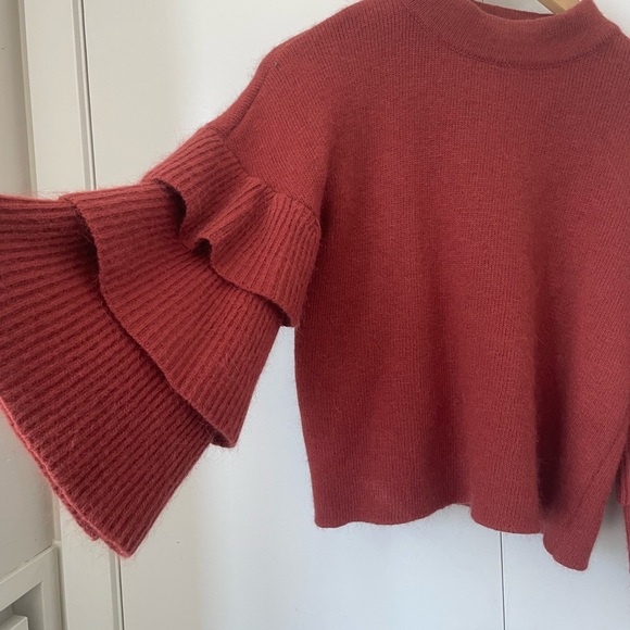 Burnt Red Mohair sweater with balloon sleeves - Picture 2 of 4